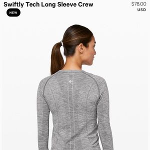 Lululemon swiftly tech long sleeve grey size 4